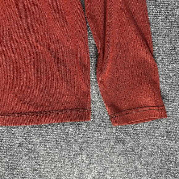 Eddie Bauer Shirt Mens Small Henley Rust Long Sleeve 1/4 Zip Pullover Tee FLAWS - Picture 2 of 10